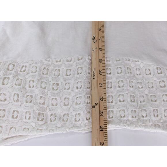 Sundance Tunic Womens PXS White 100% Cotton Crochet Hem & Sleeves Boho Cottage - Picture 12 of 15